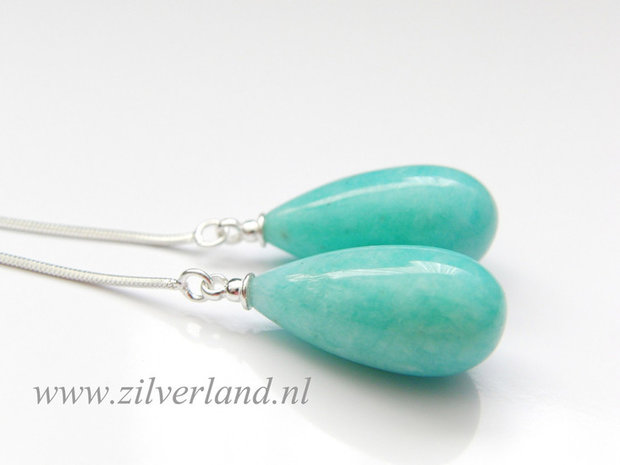 Sterling Zilveren Oorbellen met Blauwe Amazoniet