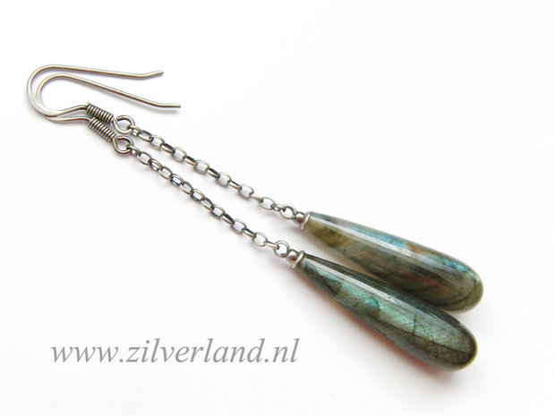 Halfedelstenen Oorbellen met Labradoriet