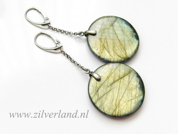 Zilveren Edelstenen Oorbellen met Labradoriet en Lapis Lazuli (2)