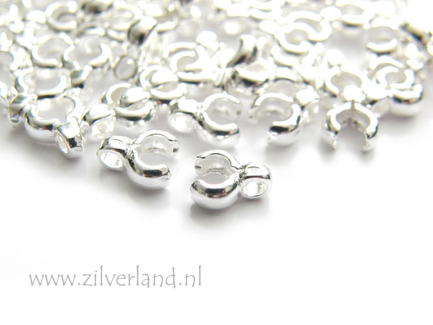2 Stuks Sterling Zilveren Eindstuk/Klem