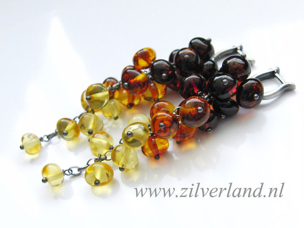 Handgemaakte Sterling Zilveren Oorbellen met Barnsteen