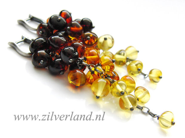 Handgemaakte Sterling Zilveren Oorbellen met Barnsteen