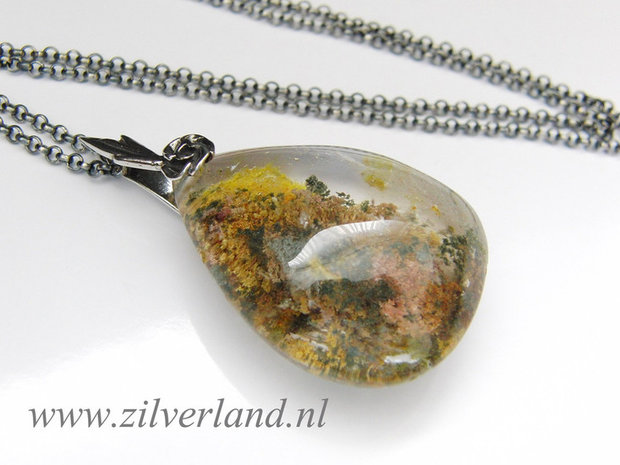 Sterling Zilveren Ketting met Bergkristal met Chloriet