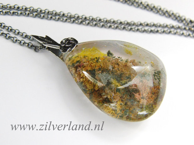 Sterling Zilveren Ketting met Bergkristal met Chloriet