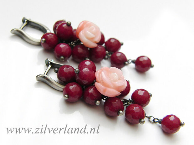 -Edelstenen Oorbellen met Jade en Koraal