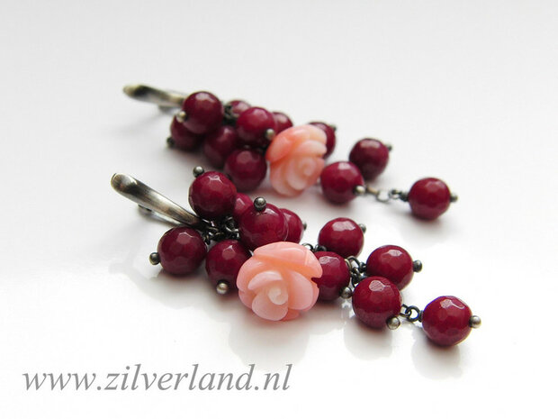 -Edelstenen Oorbellen met Jade en Koraal