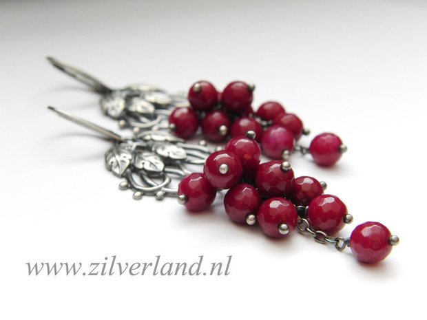 Zilveren Edelstenen Oorbellen met Jade