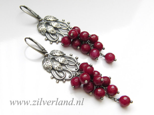 Zilveren Edelstenen Oorbellen met Jade