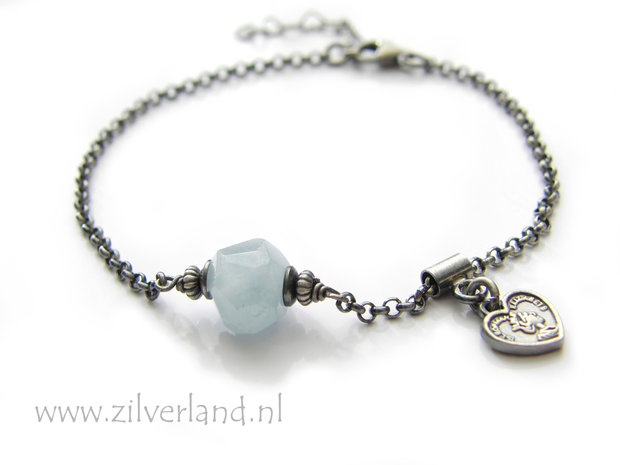 Handgemaakte Edelstenen Armband met Aquamarijn