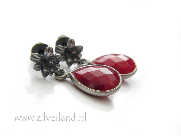 Handgemaakte Oorstekers met Robijn Edelstenen
