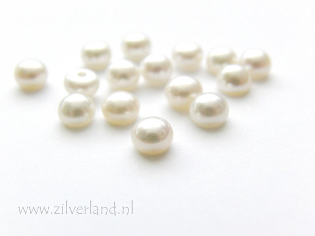 1 Stuk 5mm Zoetwaterparel Half Doorboord- Wit