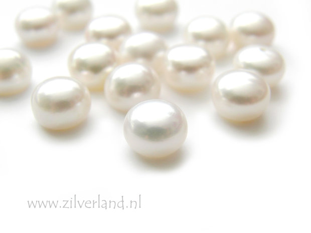 1 Stuk 10mm Zoetwaterparel Half Doorboord- Wit