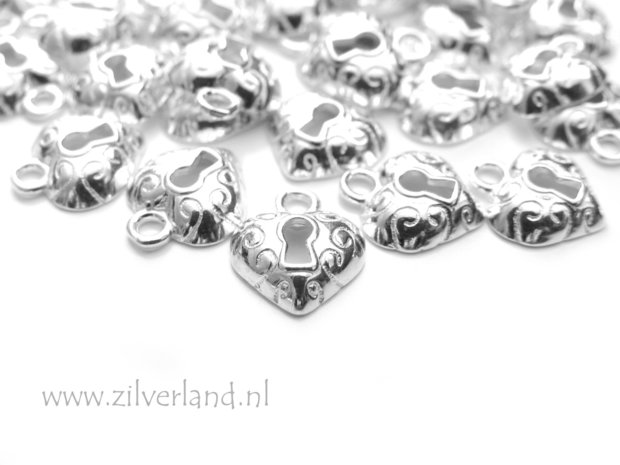 1 Stuk Sterling Zilveren Bedel- Hart Slotje