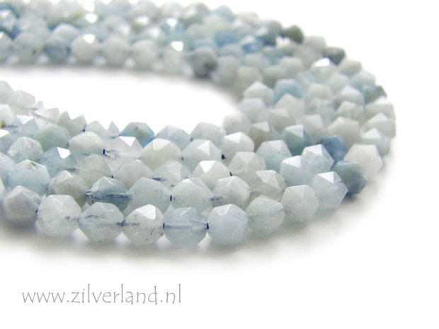 6mm Aquamarijn Edelstenen Kralen- Facet