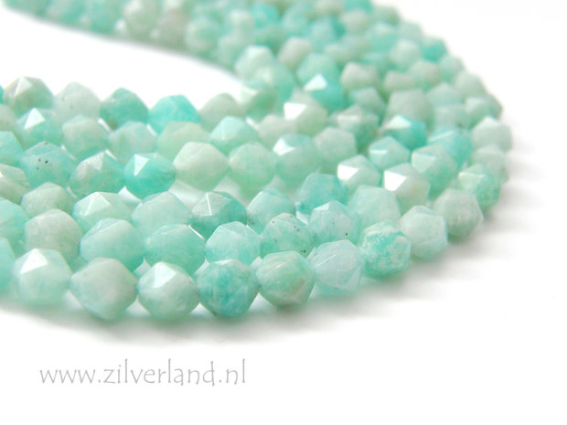 6mm Amazoniet Edelstenen Kralen- Facet