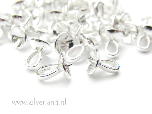 1 Stuk 8mm Sterling Zilveren Kraalhanger, Parelschotel met Pin
