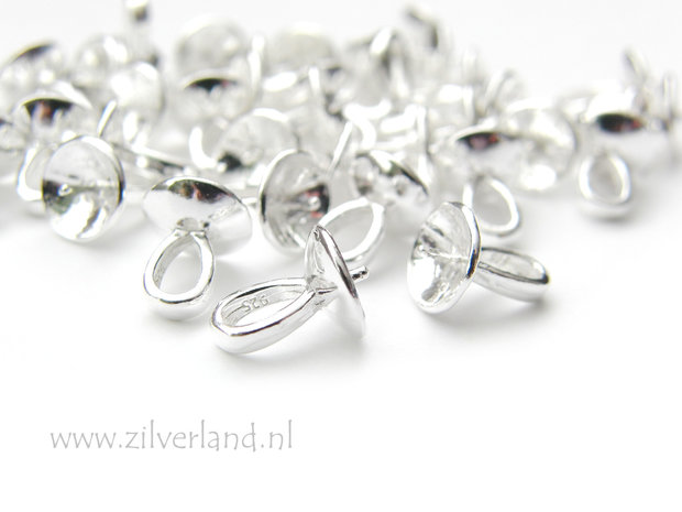 1 Stuk 8mm Sterling Zilveren Kraalhanger, Parelschotel met Pin