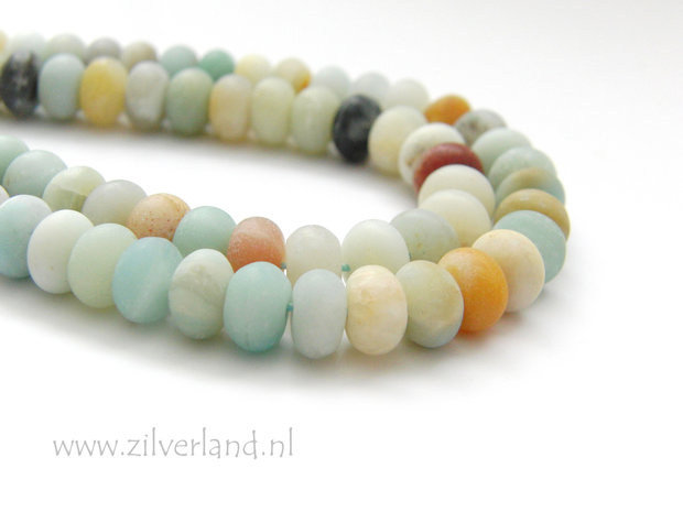 8x5mm Amazoniet Edelsteen Kralen- Rondellen Mat