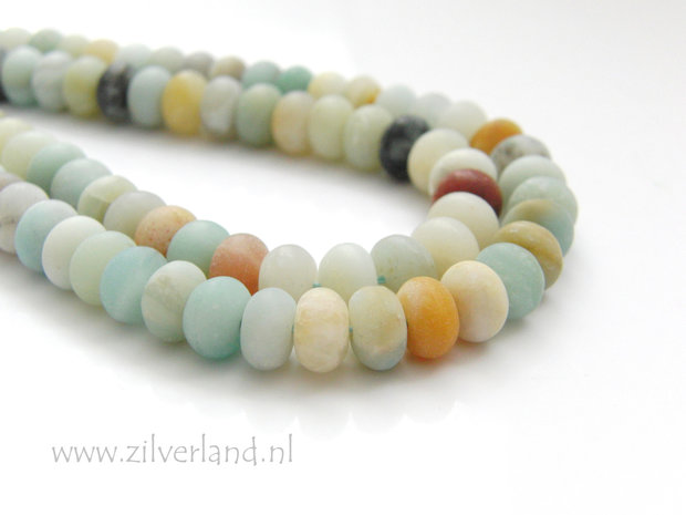 8x5mm Amazoniet Edelsteen Kralen- Rondellen Mat
