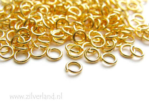 10 Stuks 0,80x4,40mm Sterling Zilveren Montageringen- Verguld