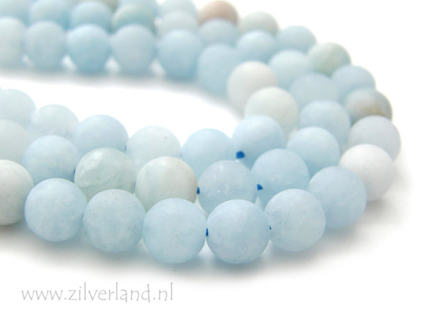 8mm Aquamarijn Edelstenen Kralen- Mat