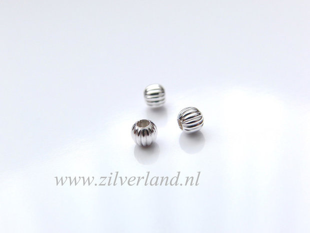 50 Stuks 3mm Sterling Zilveren Kralen- Geribbeld