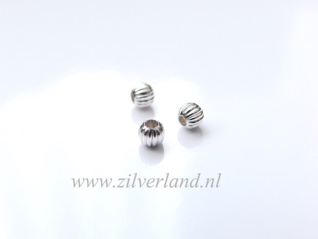 50 Stuks 3mm Sterling Zilveren Kralen- Geribbeld
