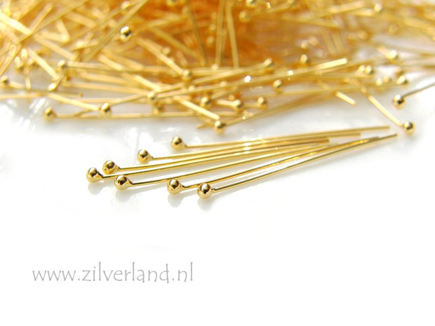 20 Stuks 0,50mm x 2,5cm Sterling Zilveren Nietstiften-Verguld
