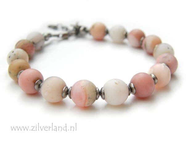 Handgemaakte Edelsteen Armband met Roze Opaal