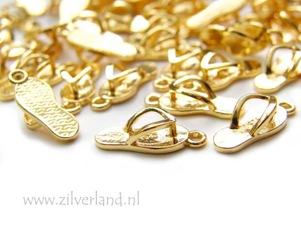 1 Stuk Sterling Zilveren Hanger- Teenslipper Verguld