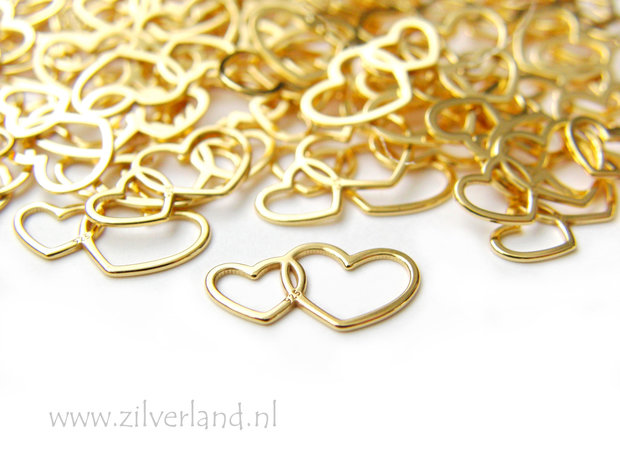 Sterling Zilveren Hanger/Connector- Twee Harten Verguld