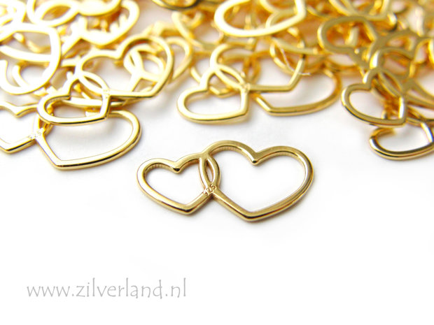 Sterling Zilveren Hanger/Connector- Twee Harten Verguld