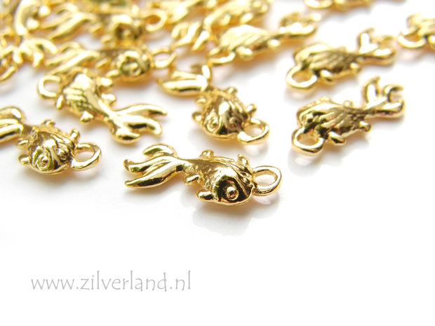 1 Stuk Sterling Zilveren Hanger- Vis Verguld