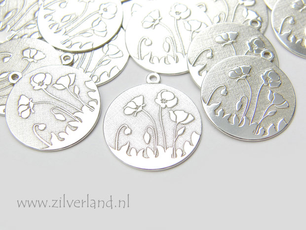 1 Stuk Sterling Zilveren Hanger- Klaprozen