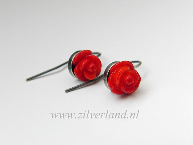 - Handgemaakte Zilveren Oorbellen met Koraal