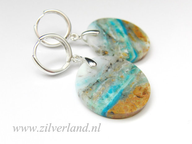 Sterling Zilveren Oorbellen met Blauwe Opaal (5) 