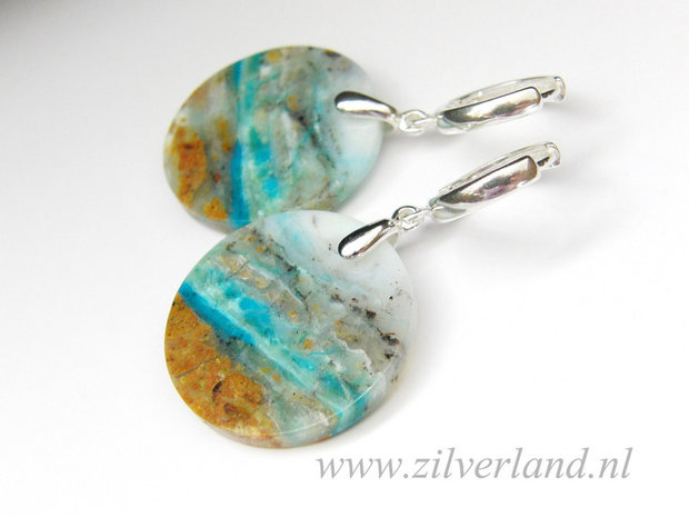 Sterling Zilveren Oorbellen met Blauwe Opaal (5) 