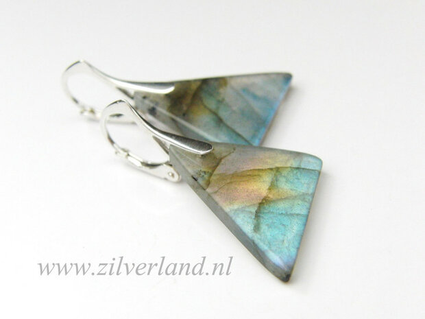 Gereserveerd- Handgemaakte Edelstenen Oorbellen met Labradoriet
