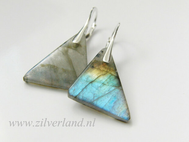 Gereserveerd- Handgemaakte Edelstenen Oorbellen met Labradoriet