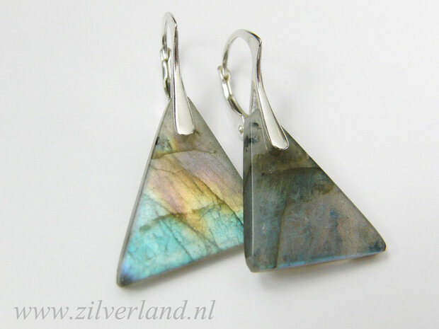 Gereserveerd- Handgemaakte Edelstenen Oorbellen met Labradoriet