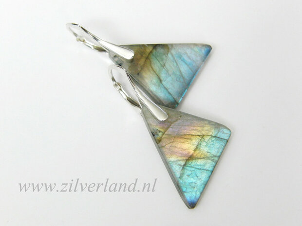 Gereserveerd- Handgemaakte Edelstenen Oorbellen met Labradoriet