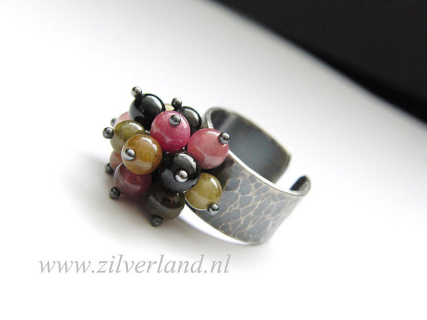 Handgemaakte Sterling Zilveren Ring met Toermalijn