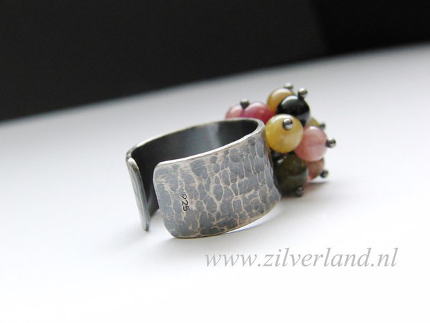 Handgemaakte Sterling Zilveren Ring met Toermalijn