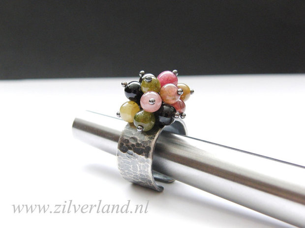 Handgemaakte Sterling Zilveren Ring met Toermalijn