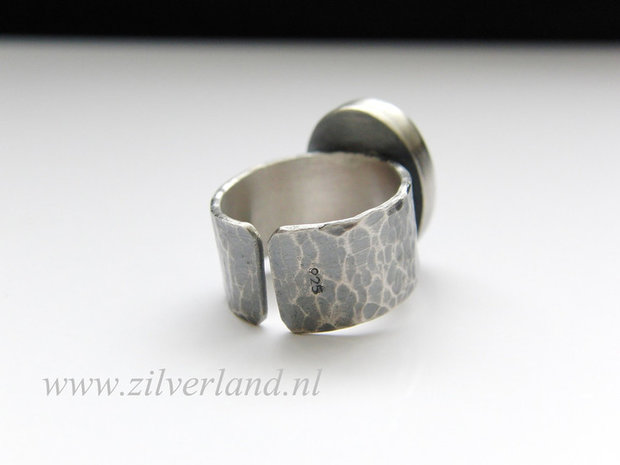 -Handgemaakte Sterling Zilveren Ring met Labradoriet