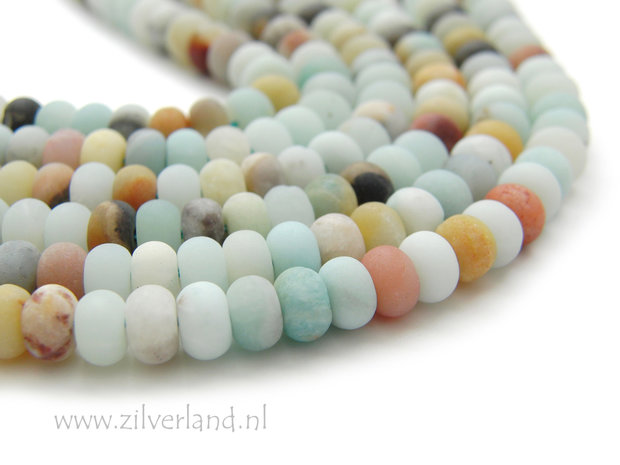 6x4mm Amazoniet Edelsteen Kralen- Rondellen Mat