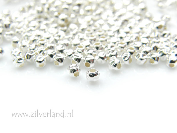 50 Stuks 3mm Sterling Zilveren Kralen- Gehamerd