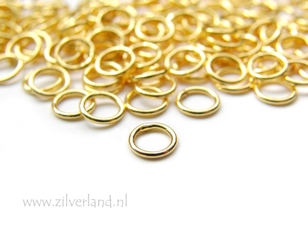 10 Stuks 0,80x5,60mm Gesloten Sterling Zilveren Montagering- Verguld