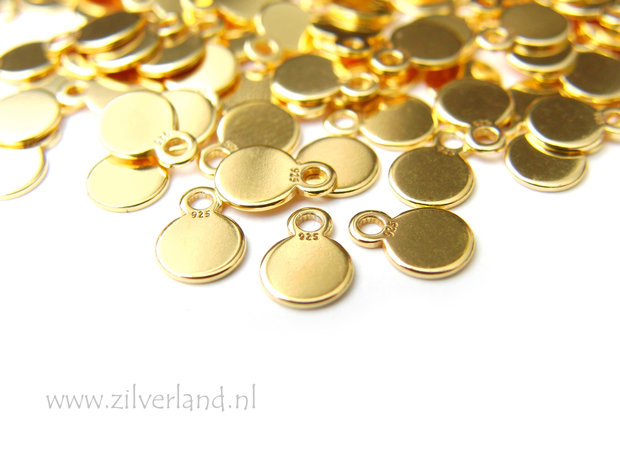 10 Stuks 5mm Sterling Zilveren Hangertje, Sieraden Bedeltje- Mini Verguld