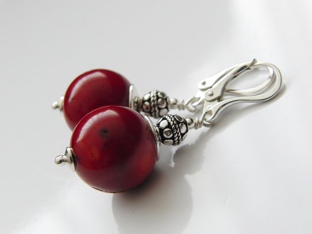 Edelstenen Oorbellen met Koraal